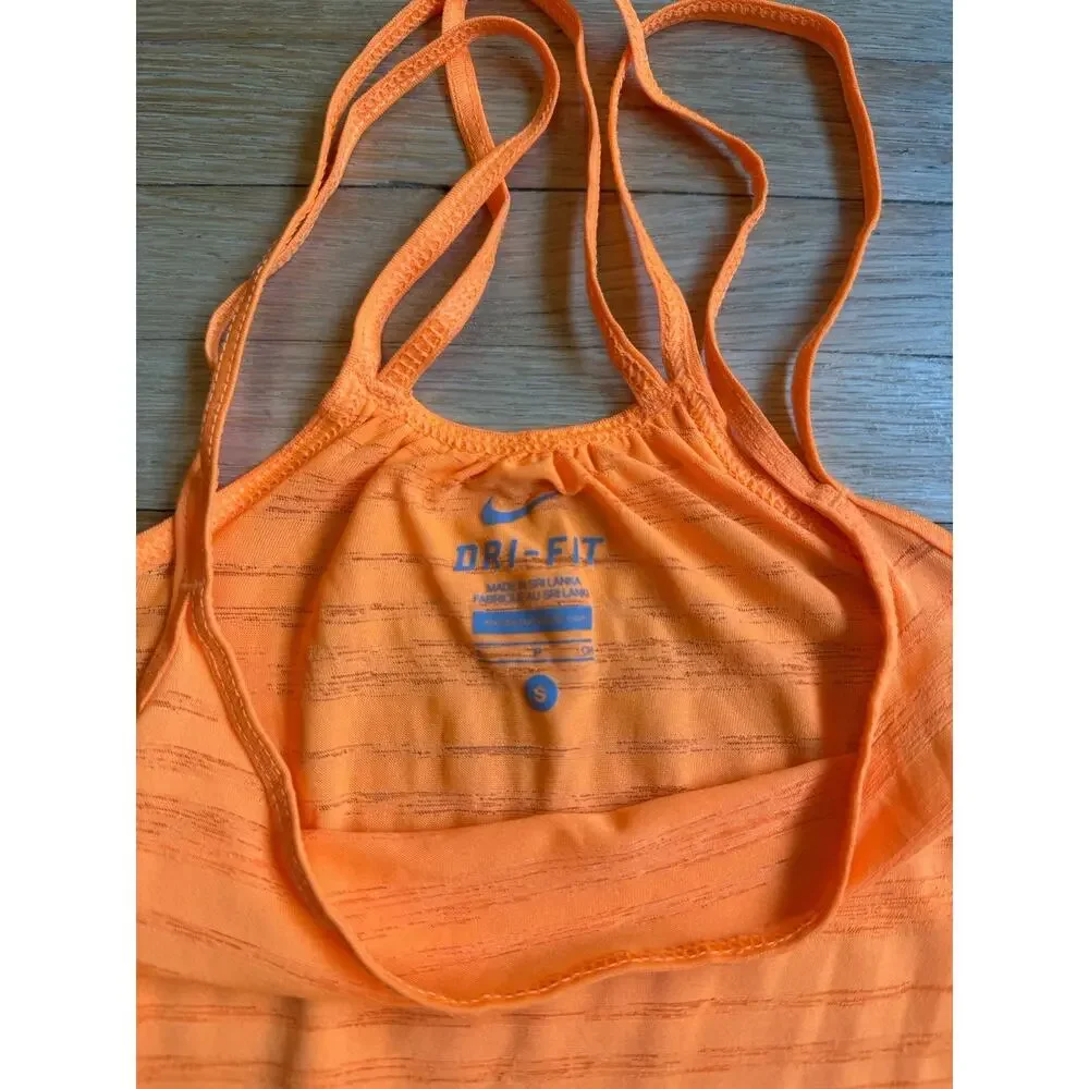 Nike Dri-FIT Women’s Small Orange Strappy Racerback Athletic Tank Top Running